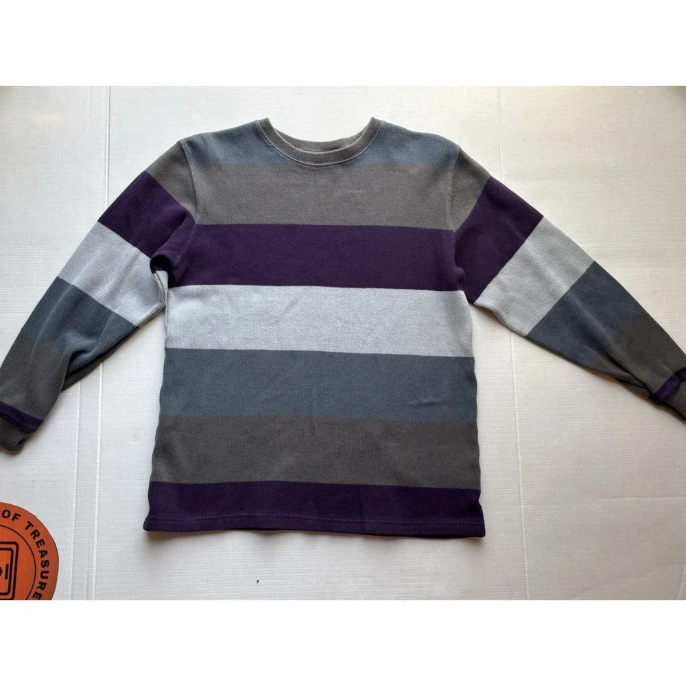 Gap Kids‎ Sz Xl Gray Purple Color Block Crew Next Sweater Y2K